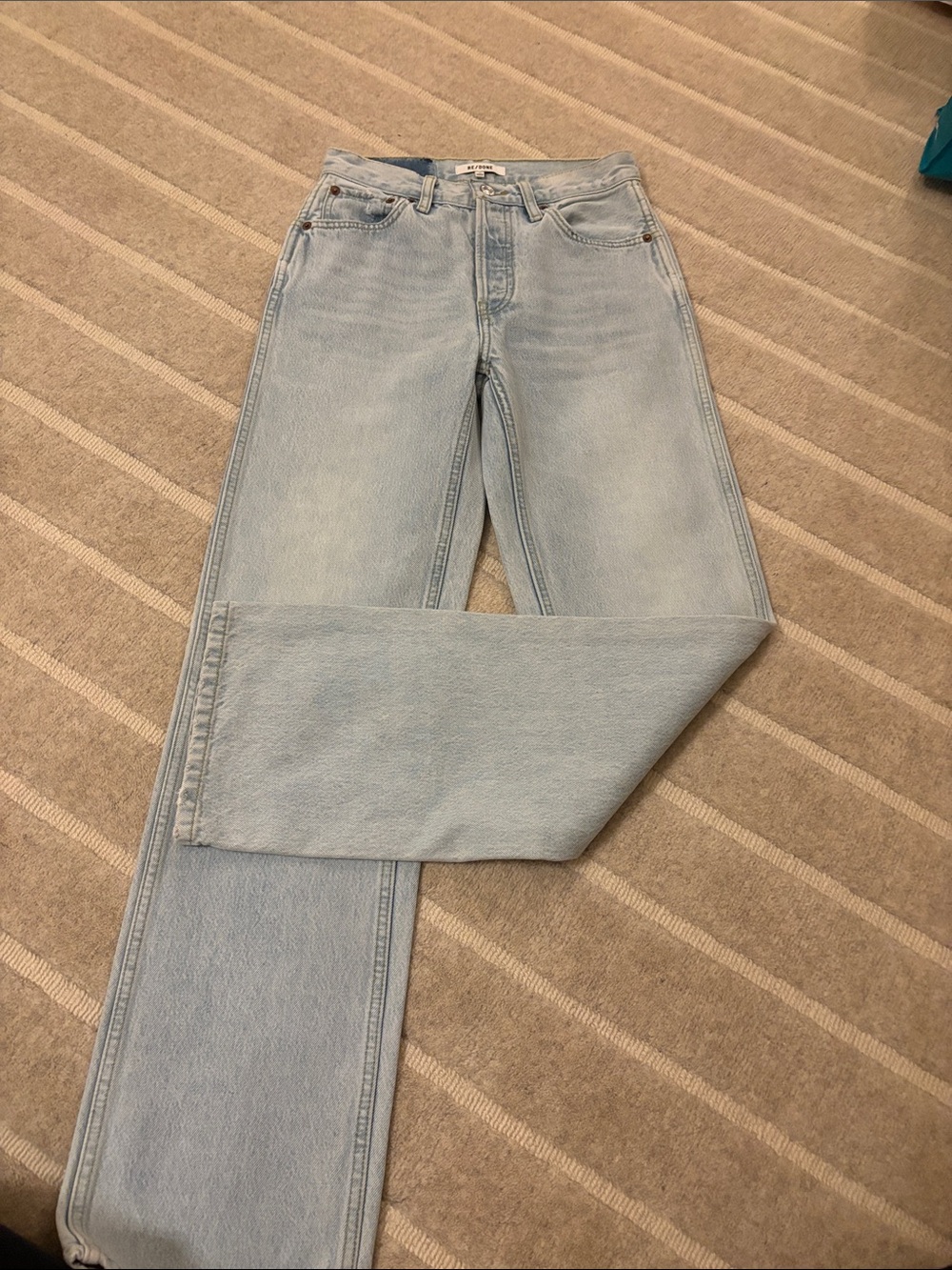 Re/Done Women’s Straight Leg Jeans — Light Blue Wash